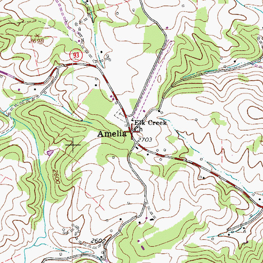 Topographic Map of Amelia, NC