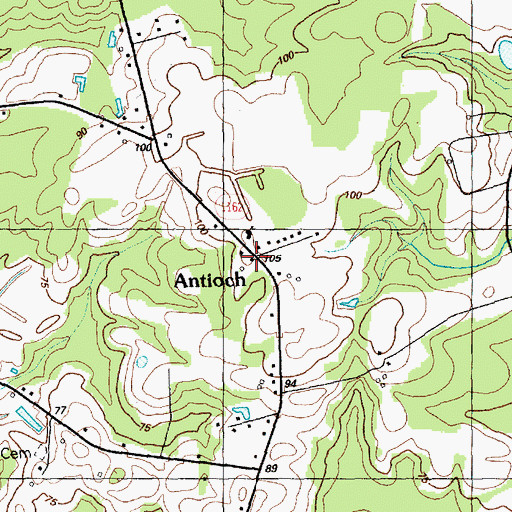 Topographic Map of Antioch, NC