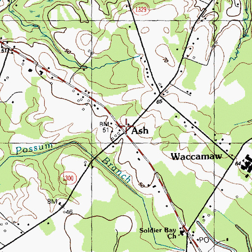 Topographic Map of Ash, NC