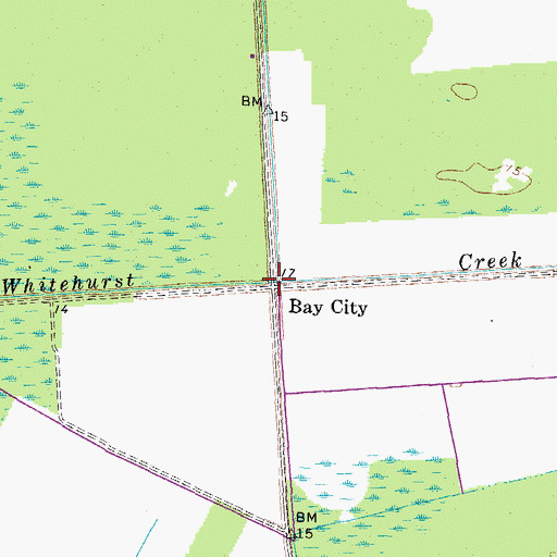 Topographic Map of Bay City, NC