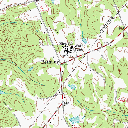 Topographic Map of Bethany, NC