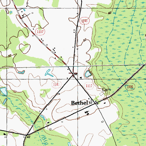 Topographic Map of Bethel, NC