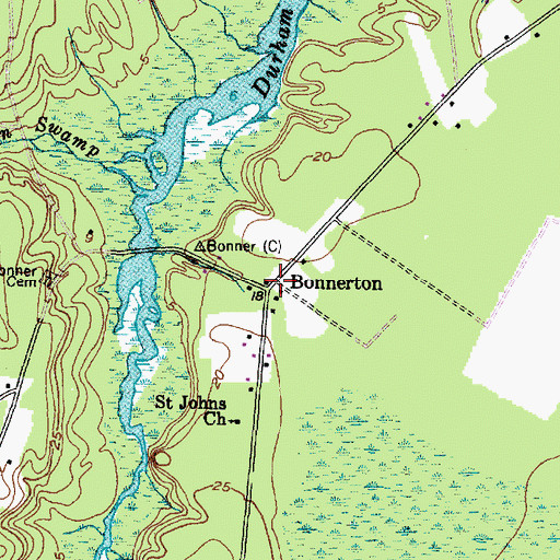 Topographic Map of Bonnerton, NC