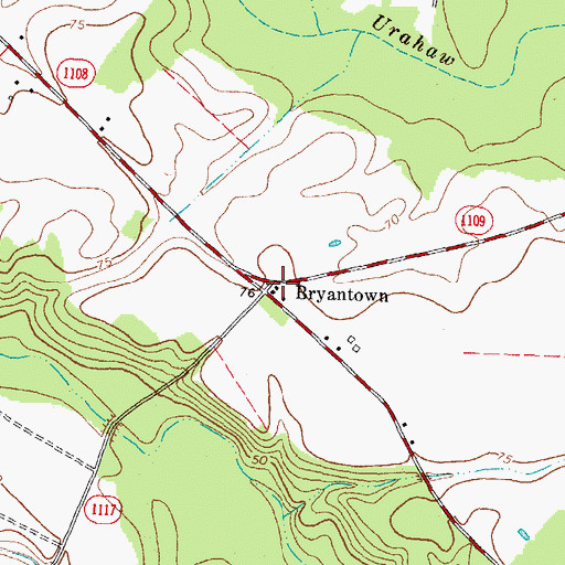 Topographic Map of Bryantown, NC