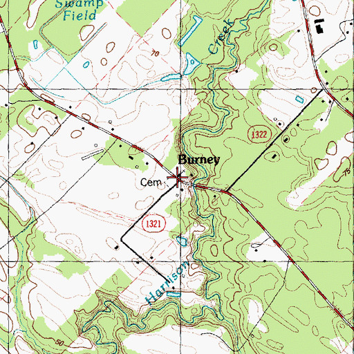 Topographic Map of Burney, NC