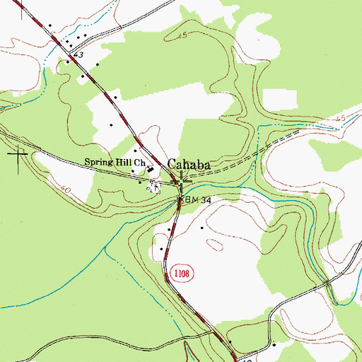 Topographic Map of Cahaba, NC