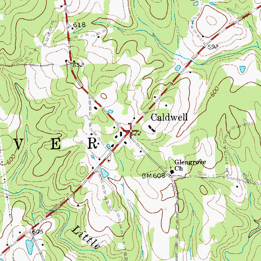 Topographic Map of Caldwell, NC