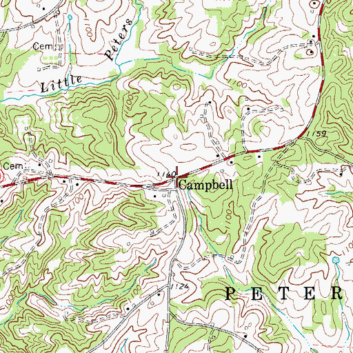 Topographic Map of Campbell (historical), NC