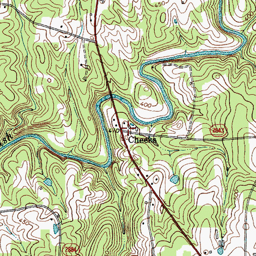 Topographic Map of Cheeks, NC