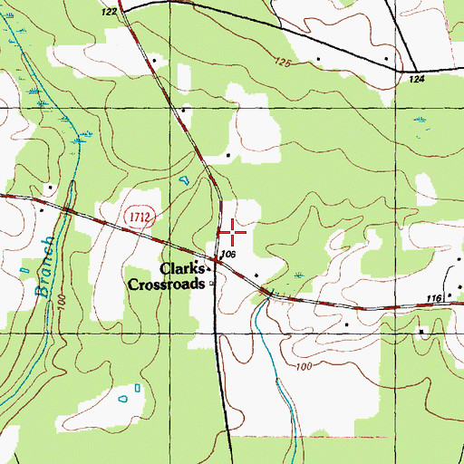 Topographic Map of Clarks Crossroads, NC