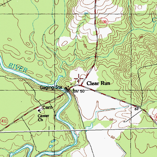 Topographic Map of Clear Run, NC