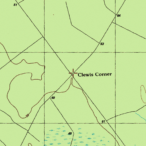 Topographic Map of Clewis Corner, NC