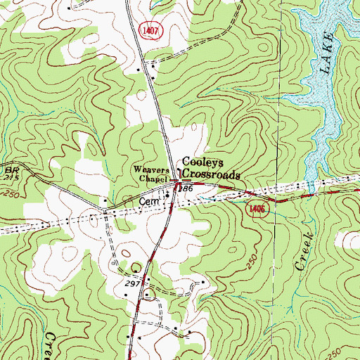 Topographic Map of Cooleys Crossroads, NC