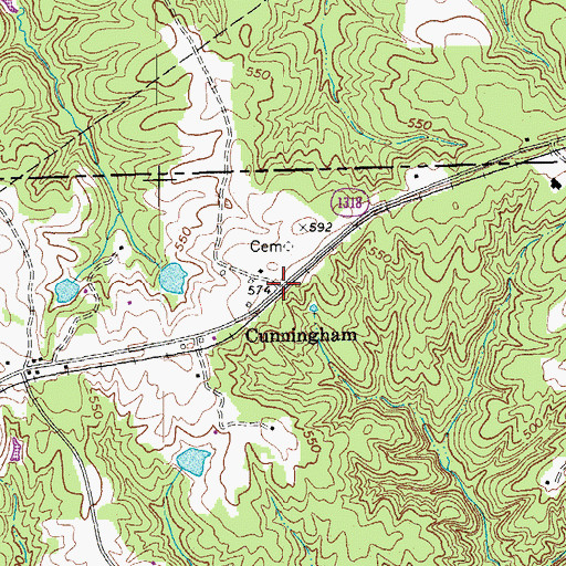Topographic Map of Cunningham, NC