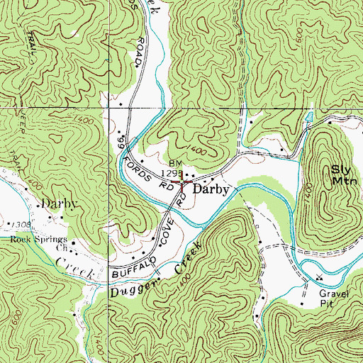 Topographic Map of Darby, NC