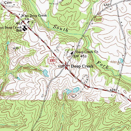 Topographic Map of Deep Creek, NC