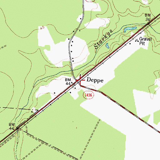 Topographic Map of Deppe, NC