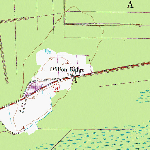Topographic Map of Dillion Ridge, NC