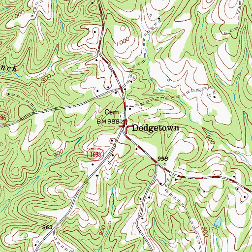 Topographic Map of Dodgetown, NC