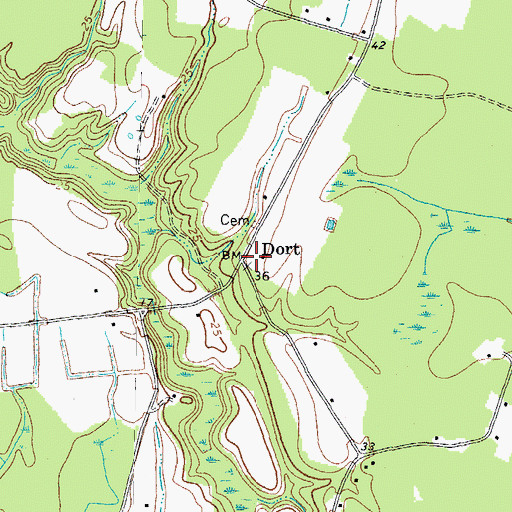Topographic Map of Dort, NC