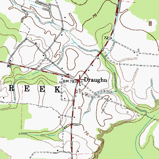 Topographic Map of Draughn, NC