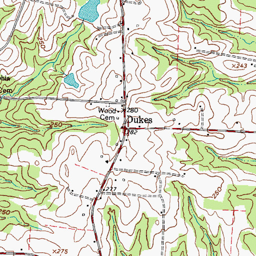 Topographic Map of Dukes, NC