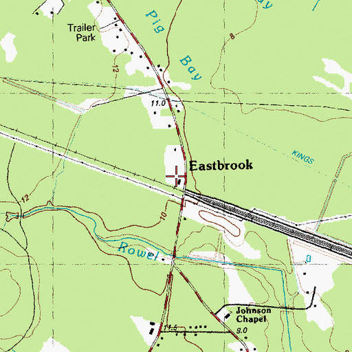 Topographic Map of Eastbrook, NC