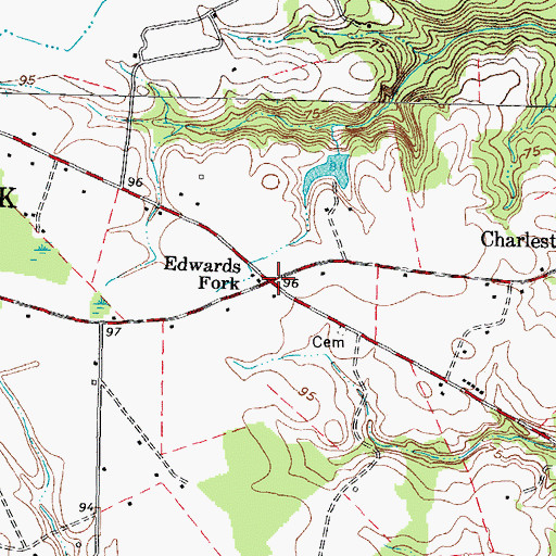 Topographic Map of Edwards Fork, NC