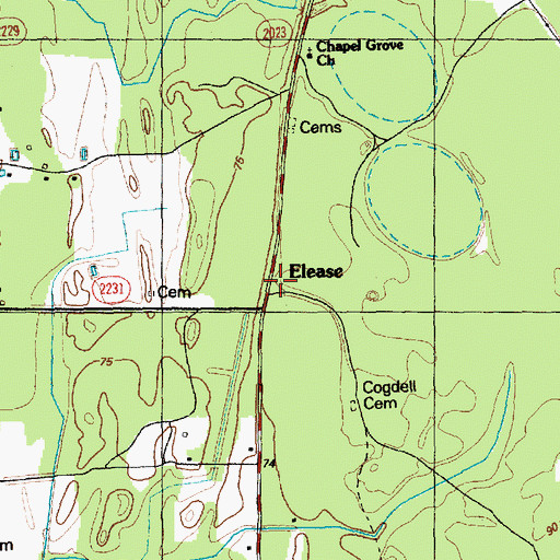 Topographic Map of Elease, NC