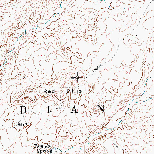 Topographic Map of Red Hills, AZ