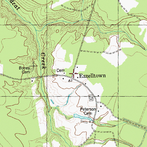 Topographic Map of Ezzelltown, NC