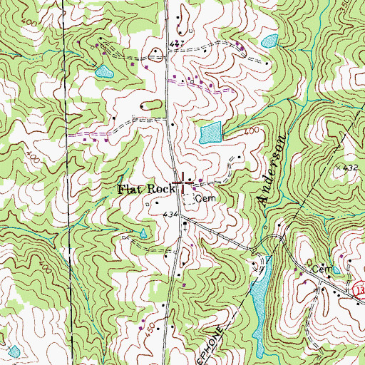 Topographic Map of Flat Rock, NC