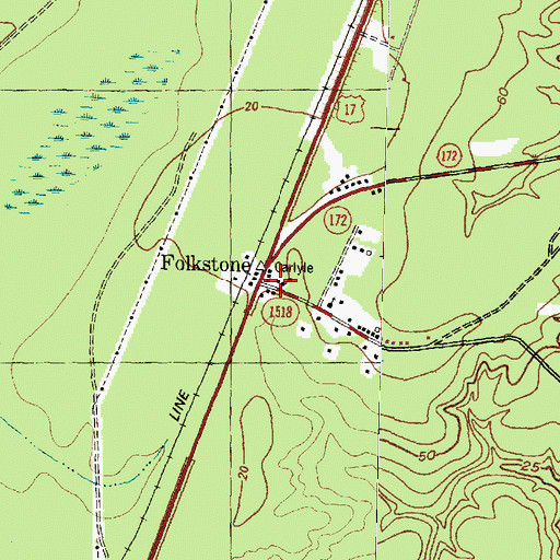 Topographic Map of Folkstone, NC