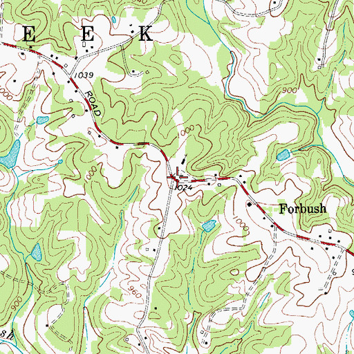 Topographic Map of Forbush, NC