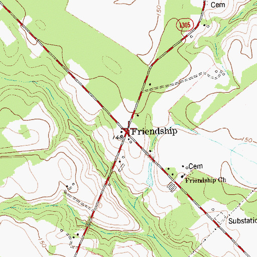 Topographic Map of Friendship, NC