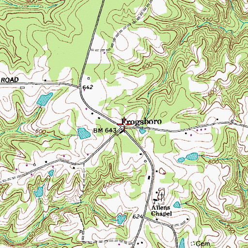 Topographic Map of Frogsboro, NC