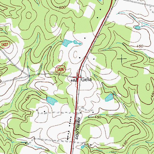 Topographic Map of Gela, NC