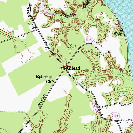 Topographic Map of Gilead, NC