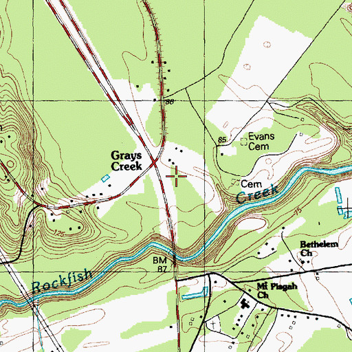 Topographic Map of Grays Creek, NC