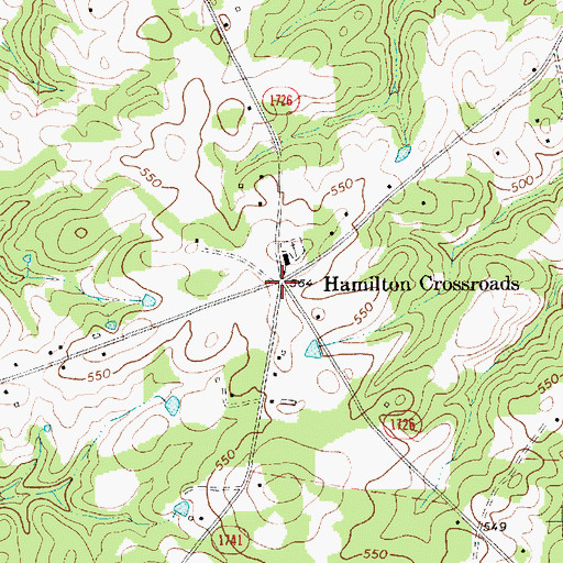 Topographic Map of Hamilton Crossroads, NC