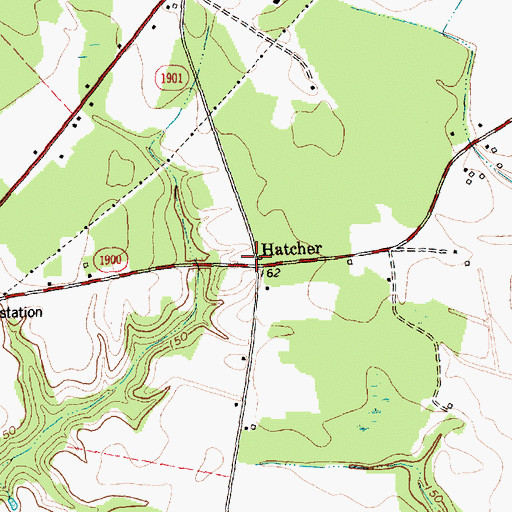 Topographic Map of Hatcher, NC