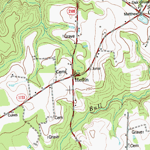 Topographic Map of Heflin, NC
