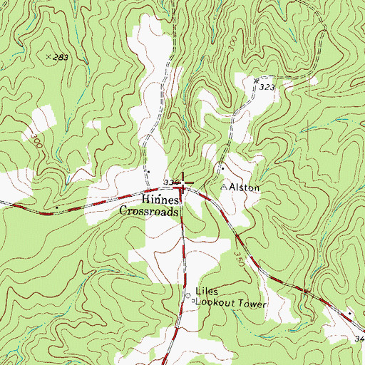 Topographic Map of Hinnes Crossroads, NC