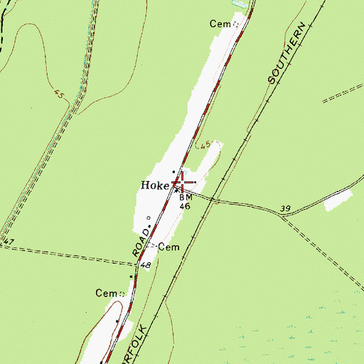 Topographic Map of Hoke, NC