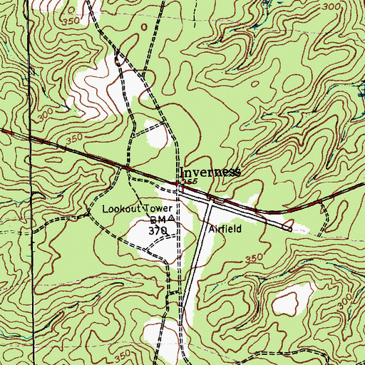 Topographic Map of Inverness, NC