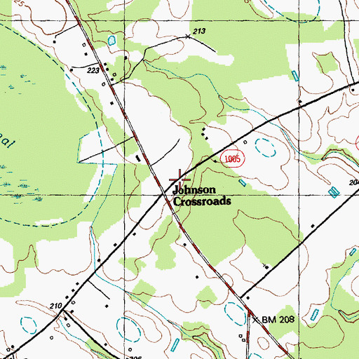 Topographic Map of Johnson Crossroads, NC
