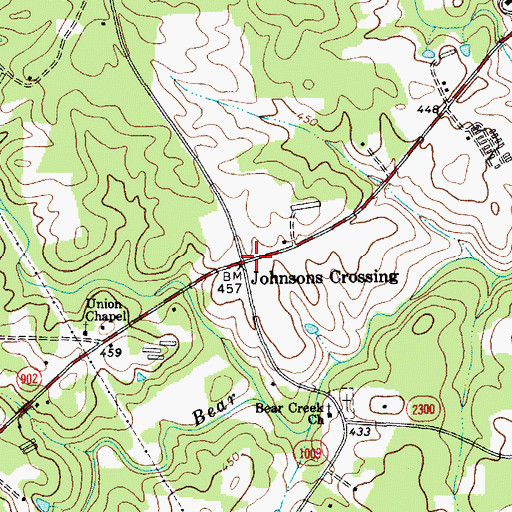 Topographic Map of Johnsons Crossing, NC