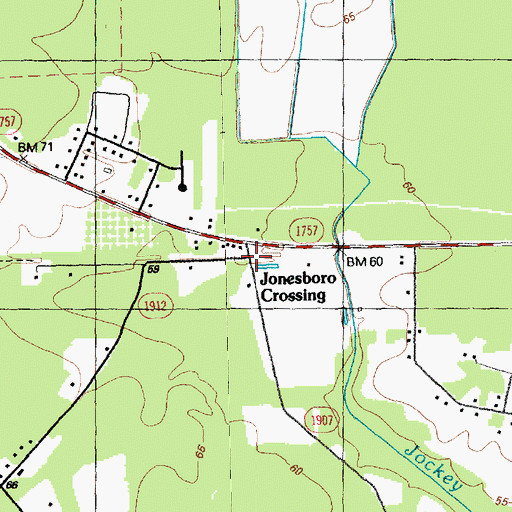Topographic Map of Jonesboro Crossing, NC
