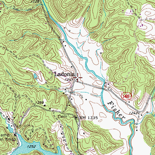 Topographic Map of Ladonia, NC