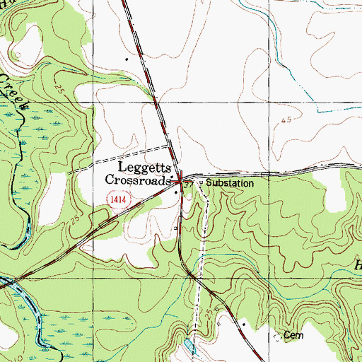 Topographic Map of Leggetts Crossroads, NC
